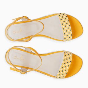 Sandale din piele naturala galben cu buline Lemon