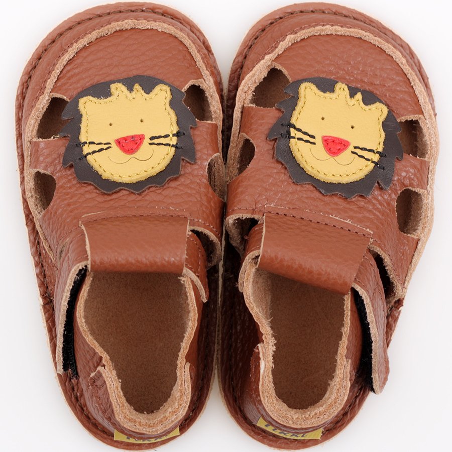 Barefoot kids sandals - Classic Brown Lion